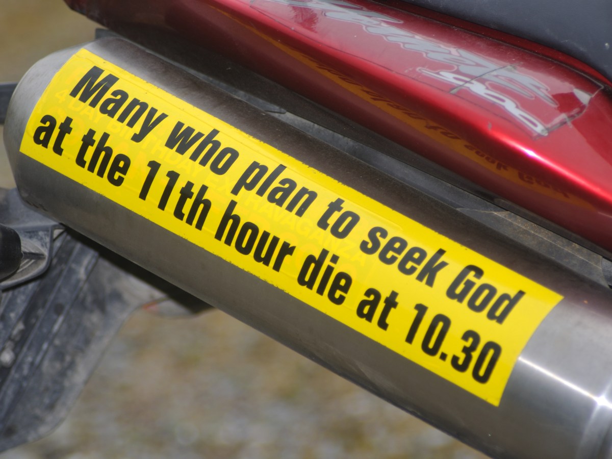 If you can, read this: The hidden wisdom of bumper stickers | Yellow Christian bumper sticker on car