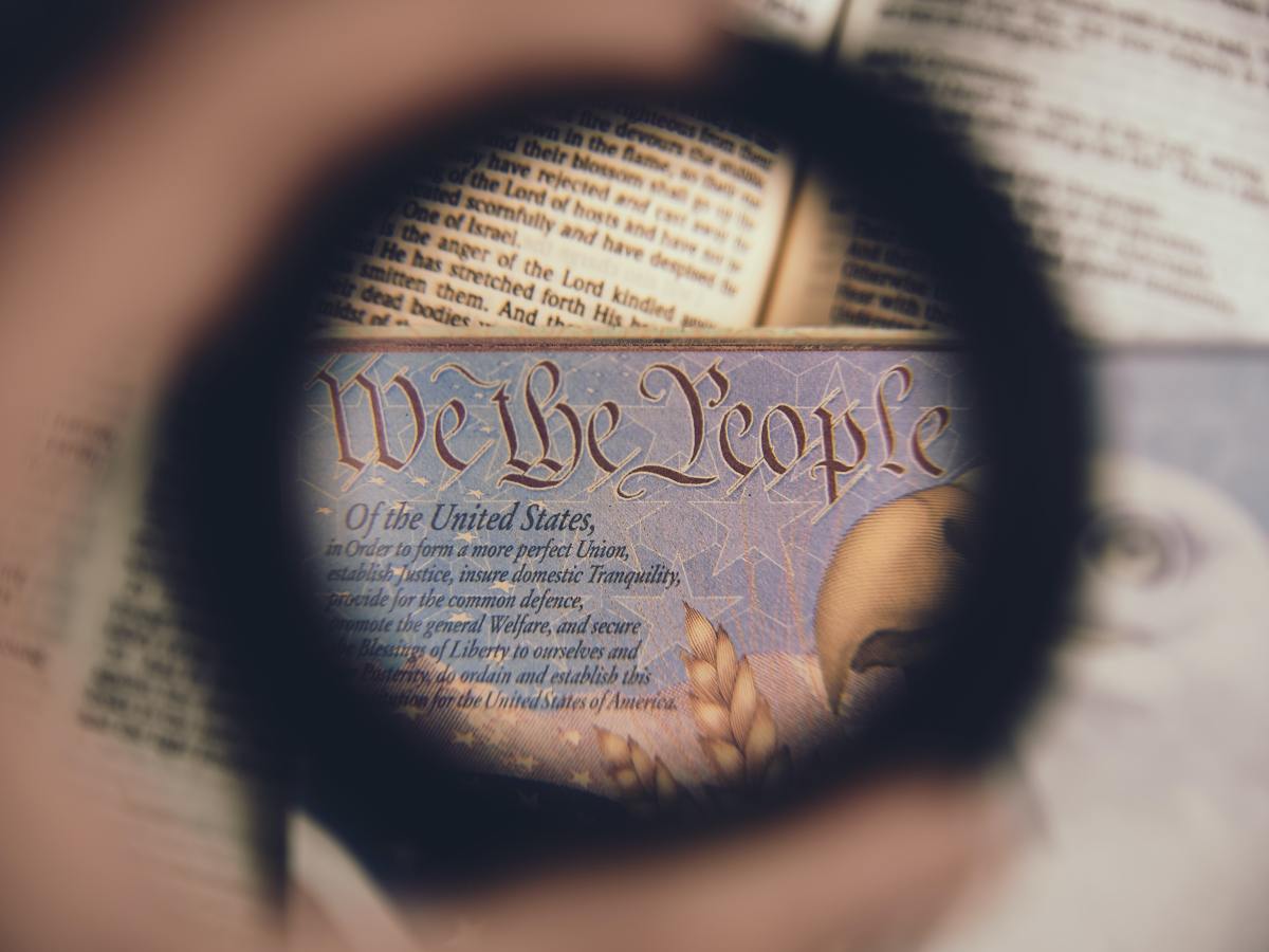 Will faith in a 'divinely-inspired' Constitution save us? | Close-up of We The People