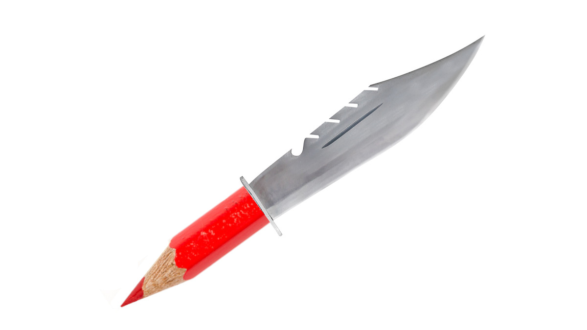 hunting knife and red pencil combined