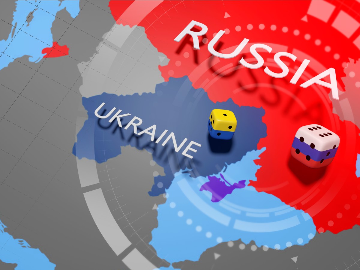 Russia to illegally annex four more areas in Ukraine| map of Ukraine and Russia with dice